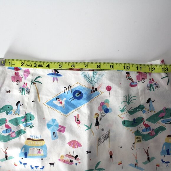 Love, Lilly size 00 Mini a-line skirt white summer fun beach scene print cotton - Picture 5 of 10